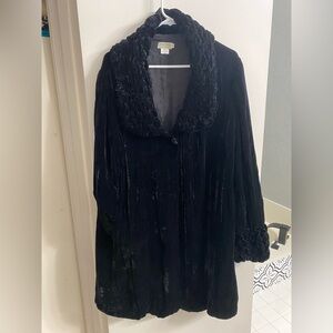 VTG Yellow Lotus Silk Blend Velvet Coat Shirred Portrait Collar Whimsigoth Y2K M